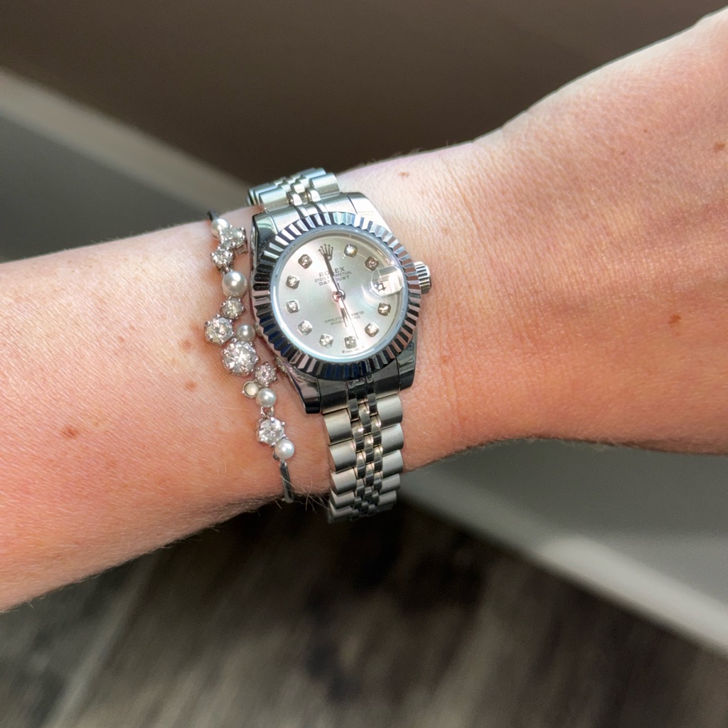 Silver Diamond Dial Ladies Watch